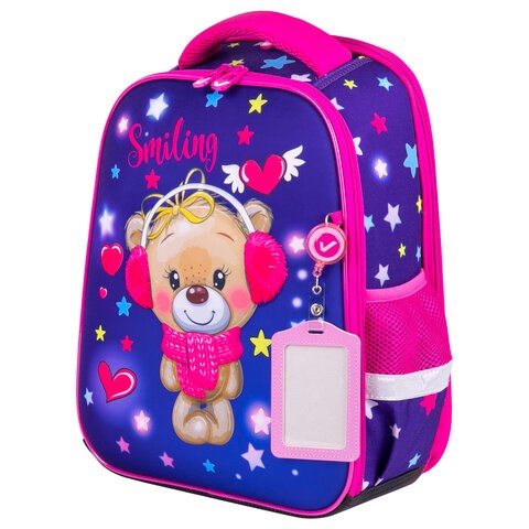 Ранец BRAUBERG FIT, 2 отделения, "Smiling bear", 3D-панель, 38х27х14 см, 270614 270614