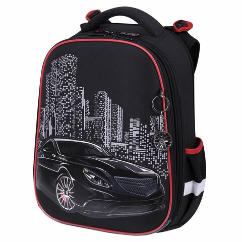 Ранец BRAUBERG PREMIUM, 2 отделения, с брелком, "City car", LED ЛАМПОЧКИ, 38х29х16 см, 271356 271356