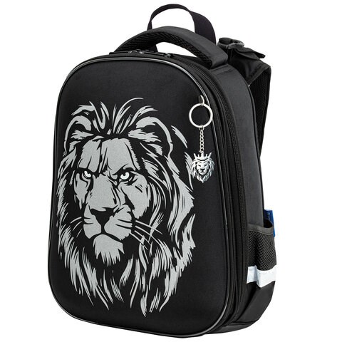 Ранец BRAUBERG SHINY, 2 отделения, с брелком, "Savage lion", светящийся рисунок, 38х28х14 см, 272039 272039