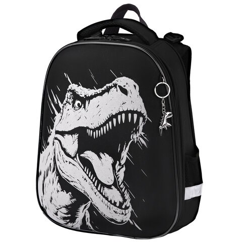 Ранец BRAUBERG SHINY, 2 отделения, с брелком, Scary dino, СВЕТЯЩИЙСЯ РИСУНОК, 38х28х14 см, 273143 273143