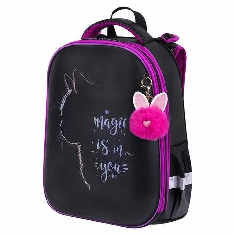 Ранец BRAUBERG SHINY, 2 отделения, с брелоком, "Magic cat", 38х28х14 см, 271381 271381