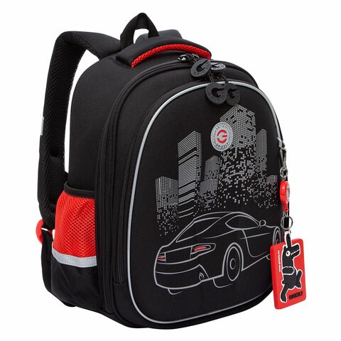 Ранец GRIZZLY анатомическая спинка, c бейджем, для мальчиков, "NIGHT RACE", 36х28х20 см, RAz-287-8/1 272802