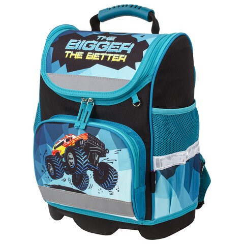 Ранец ЮНЛАНДИЯ WISE для начальной школы, "Monster-truck", 37х29х15 см, 229948 229948