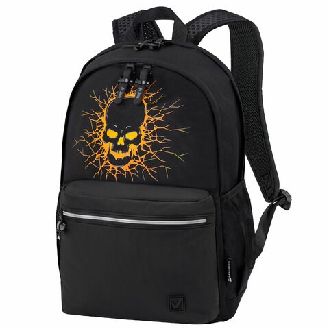 Рюкзак BRAUBERG FASHION CITY универсальный, 2 отделения, Skull, черный, 46х31х15 см, 272572 272572