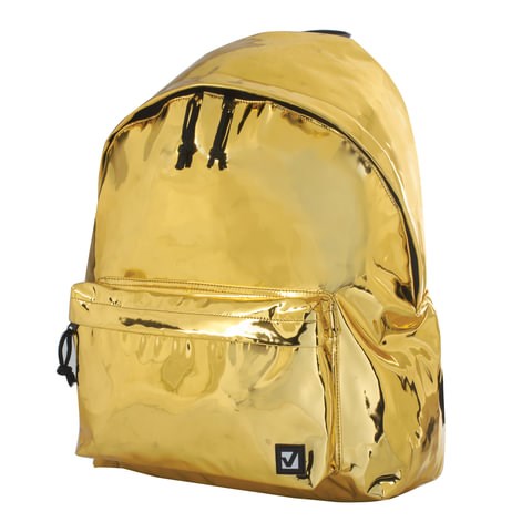 Рюкзак BRAUBERG GLOSSY универсальный, блестящий, светло-золотой, 41х32х14 см, 227094 227094