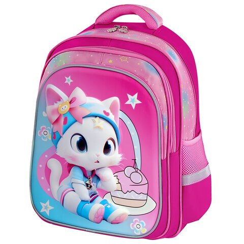 Рюкзак BRAUBERG KIDS FLOSSY, 2 отделения, 3 кармана, "Sweet Kitten", 3D-панель, 40х28х18 см, 273180 273180