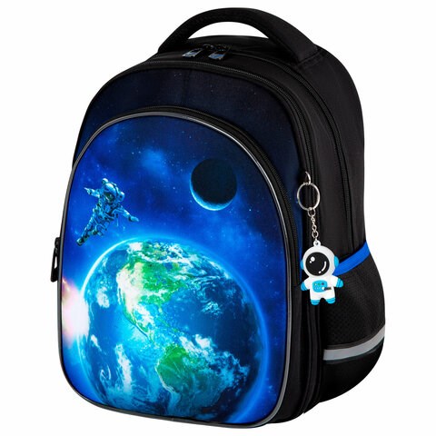 Рюкзак BRAUBERG OPTIMA, 2 отделения, с брелоком, "Brave astronaut", 3D-панель, 36х27х18 см, 273159 273159
