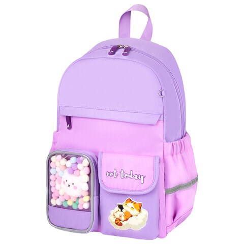 Рюкзак BRAUBERG PASTEL с термонашивками в комплекте, "Not today", сиреневый, 40х29х14 см, 273127 273127