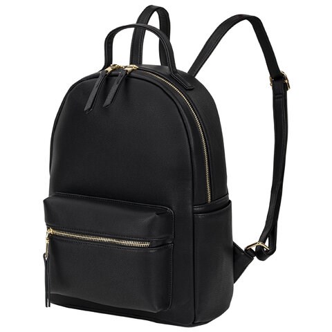 Рюкзак из экокожи BRAUBERG PODIUM женский, с отделением для планшета, черный, 34x25x13 см, 270817 270817