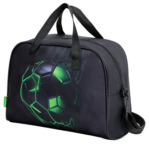 Сумка для занятий BRAUBERG KIDS с ручками, плечевой ремень, 35x25x15 см, "Green ball", 272377 272377