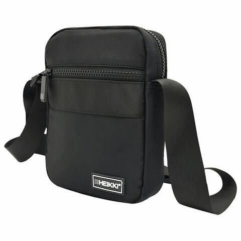 Сумка на плечо HEIKKI COMPACT (ХЕЙКИ) с карманом, черная, 20х16х5 см, 272632 272632