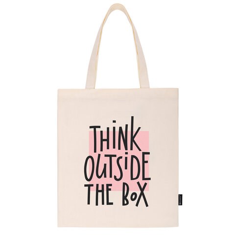 Сумка шоппер BRAUBERG, канвас, 40х35 см, бежевый, "Think outside the box", 271898 271898
