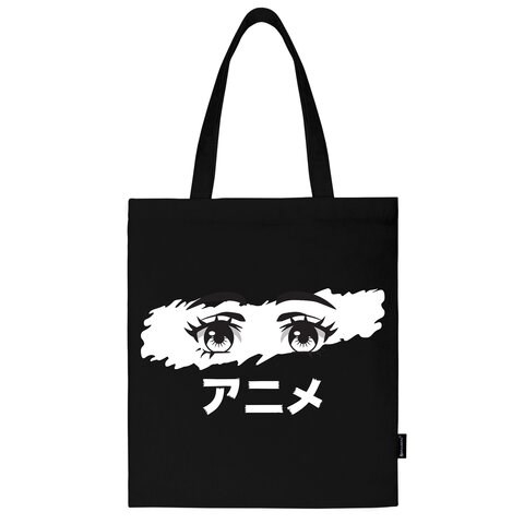 Сумка шоппер BRAUBERG, канвас, 40х35 см, черный, "Anime eyes", 271897 271897