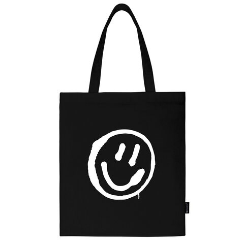 Сумка шоппер BRAUBERG, канвас, 40х35 см, черный, "Smiley", 271900 271900