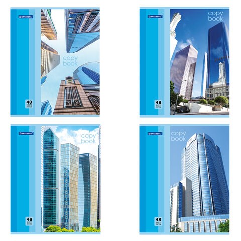 Тетрадь А5, 48 л., BRAUBERG, скоба, клетка, обложка картон, МЕГАПОЛИС, 402777 402777