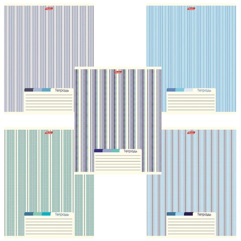Тетрадь А5, 48 л., HATBER, скоба, линия, обложка картон, "LINE" (микс в спайке), 052332, 48Т5В2 403195