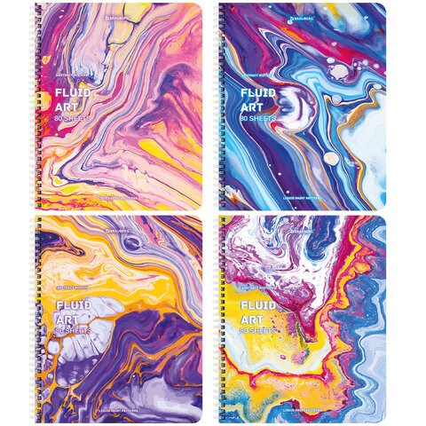 Тетрадь А5 80 л. BRAUBERG гребень, клетка, обложка картон, "Colorful Art" (микс в спайке), 404414 404414