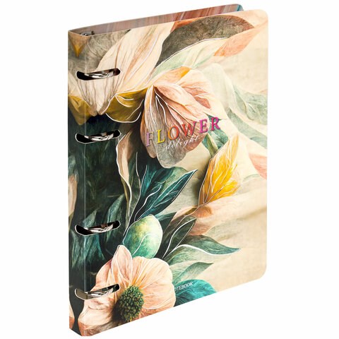 Тетрадь на кольцах А5 160х212 мм, 120 листов, картон, фольга, клетка, BRAUBERG, "Delicate flowers", 404737 404737