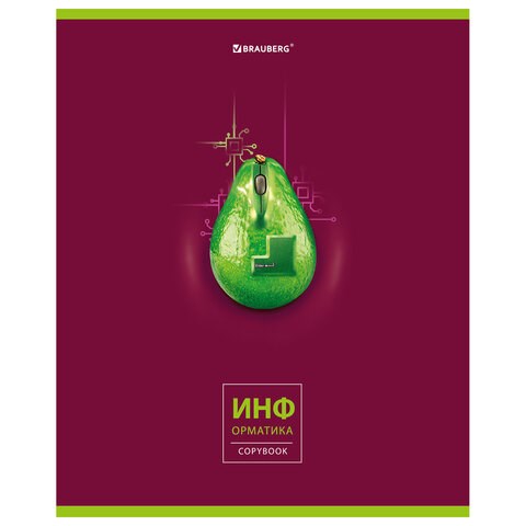 Тетрадь предметная "AVOCADO" 48 л., глянцевый лак, ИНФОРМАТИКА, клетка, BRAUBERG, 404279 404279