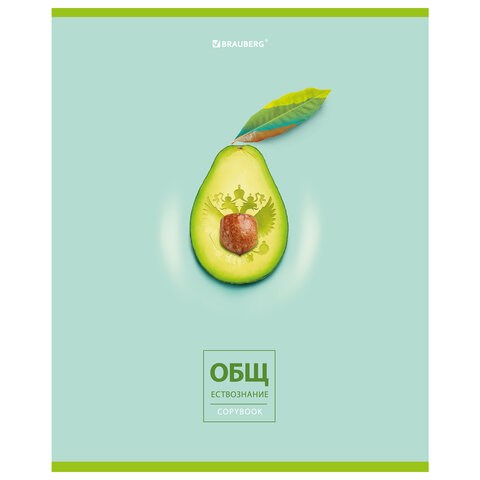 Тетрадь предметная "AVOCADO" 48 л., глянцевый лак, ОБЩЕСТВОЗНАНИЕ, клетка, BRAUBERG, 404274 404274