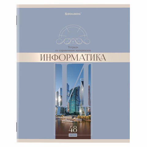 Тетрадь предметная "DELIGHT" 48 л., обложка картон, ИНФОРМАТИКА, клетка, BRAUBERG, 404574 404574