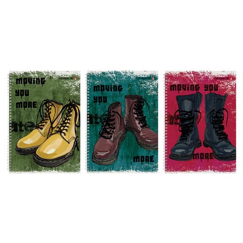Тетрадь А4 80 л. АЛЬТ гребень, клетка, глянцевая ламинация, "BOOTS" (3 вида), 7-80-1120 404105