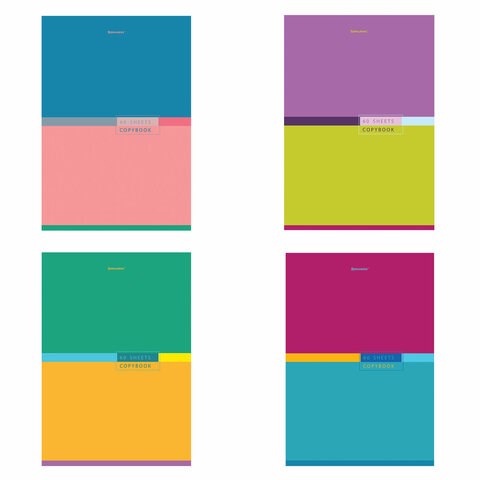 Тетрадь А4, 60 л., BRAUBERG, скоба, клетка, обложка картон, "Color", 404043 404043