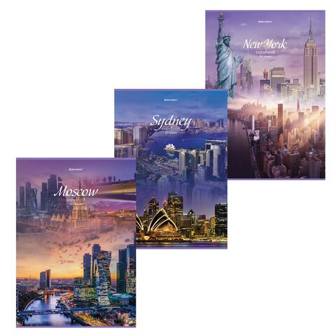Тетрадь А4, 80 л., BRAUBERG, скоба, клетка, обложка картон, "City", 404045 404045
