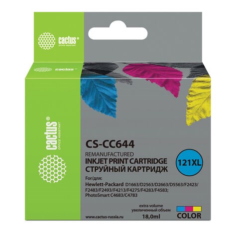 Картридж струйный CACTUS (CS-CC644) для HP DeskJet D2500/2530/F4200, цветной 361895