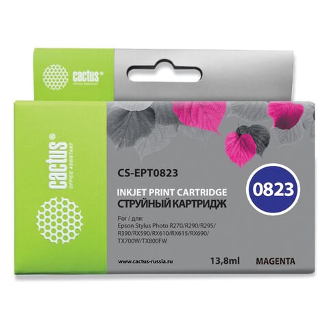 Картридж струйный CACTUS (CS-EPT0823) для EPSON Stylus R270/R390/ RX590, пурпурный 361958