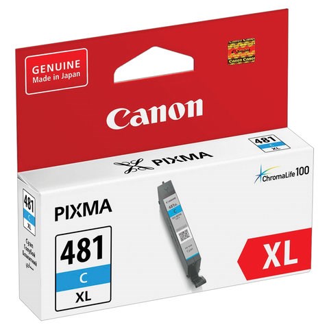 Картридж струйный CANON (CLI-481C XL) для PIXMA TS704 / TS6140, голубой, ресурс 515 страниц, оригинальный, 2044C001 363218