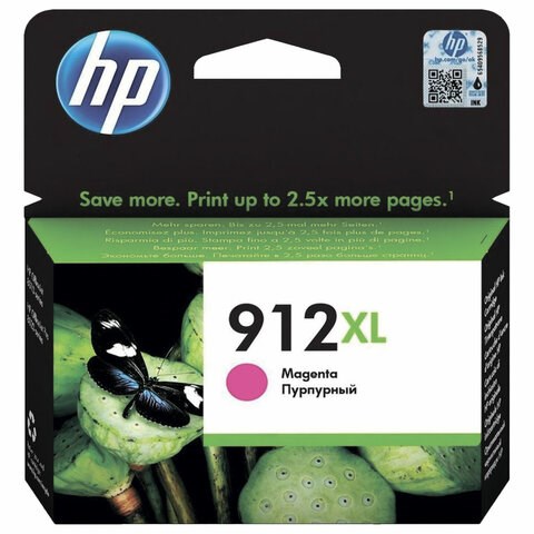 Картридж струйный HP (3YL82A) для HP OfficeJet Pro 8023, №912XL пурпурный, ресурс 825 страниц, оригинальный 363473