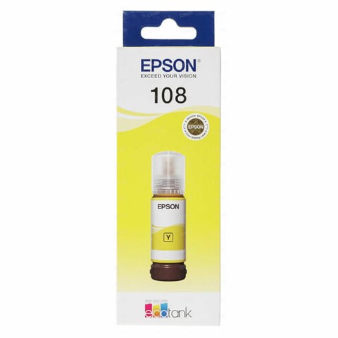 Чернила EPSON 108 (C13T09C44A) для СНПЧ EPSON L8050 /L8100 /L18050, желтые, ОРИГИНАЛЬНЫЕ 364534