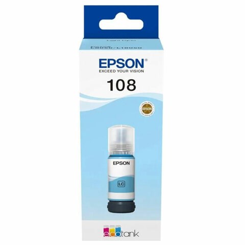 Чернила EPSON 108 (C13T09C54A) для СНПЧ EPSON L8050 /L8100 /L18050, светло-голубые, ОРИГИНАЛЬНЫЕ 364535