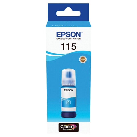 Чернила EPSON 115 (C13T07D24A) для СНПЧ L8160/L8180, голубые, объем 70 мл, ОРИГИНАЛЬНЫЕ 364020