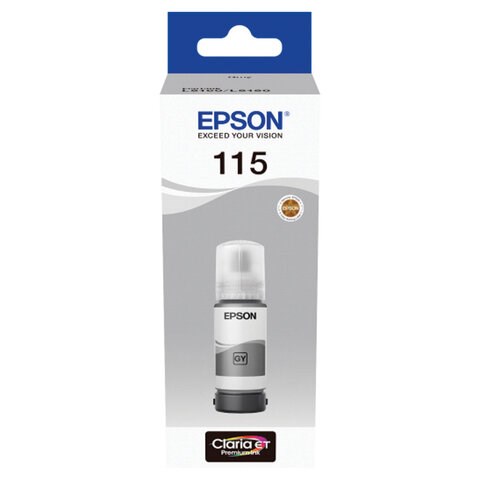 Чернила EPSON 115 (C13T07D54A) для СНПЧ L8160/L8180, серые, объем 70 мл, ОРИГИНАЛЬНЫЕ 364023
