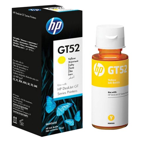 Чернила HP GT52 (M0H56AE) для InkTank 315/410/415, SmartTank 500/515/615 желтые, ресурс 8000 страниц, оригинальные 362324