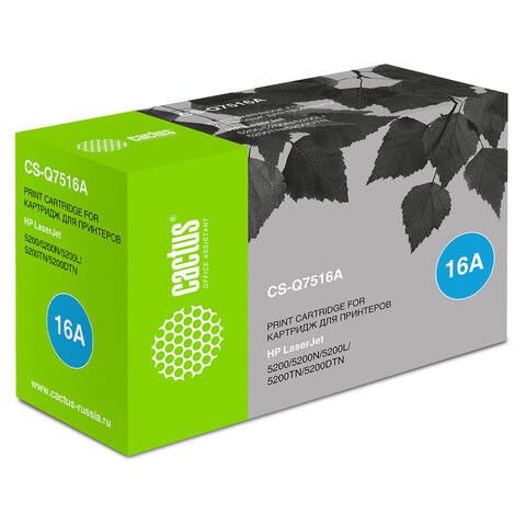 Картридж лазерный CACTUS (CS-Q7516A) для HP LaserJet 5200, ресурс 12000 стр. 361978
