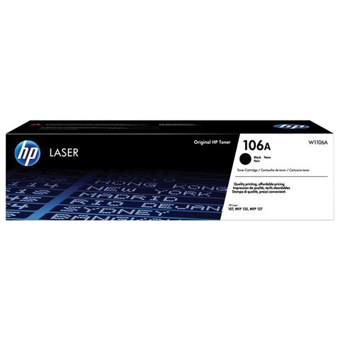 Картридж лазерный HP (W1106A) Laser 135a/135w/137fnw, №106A, оригинальный, ресурс 1000 страниц 363295