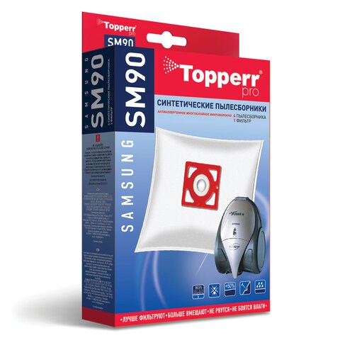 Мешок для пылесоса (пылесборник) синтетический TOPPERR SM 90, SAMSUNG, КОМПЛЕКТ 4 шт., 1407 456438