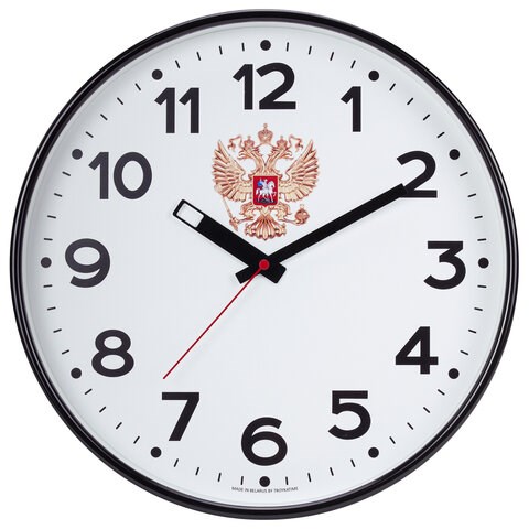 Часы настенные TROYKATIME (TROYKA) 77770732, круг, белые, черная рамка, 30,5х30,5х5 см 454622