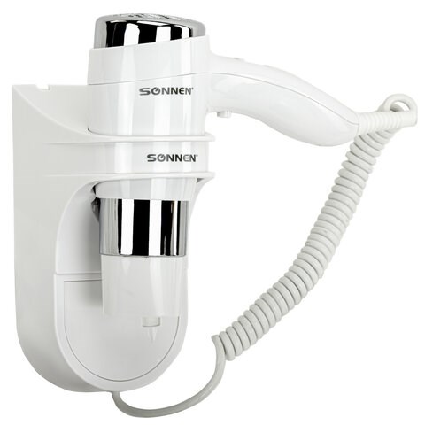 Фен для волос настенный SONNEN HD-2112 EXTRA POWER, 1600 Вт, 2 скорости, белый/хром, 608480 608480