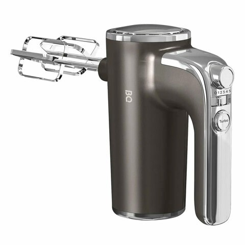 Миксер BQ (БИ-КЬЮ) MX420, 500 Вт, 5 скоростей, 2 венчика, 2 крюка для теста, серый, 86193215 457502