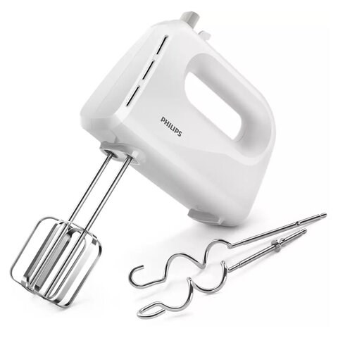 Миксер PHILIPS HR3705/00, 300 Вт, 5 скоростей, 2 венчика, 2 крюка для теста, белый 456936