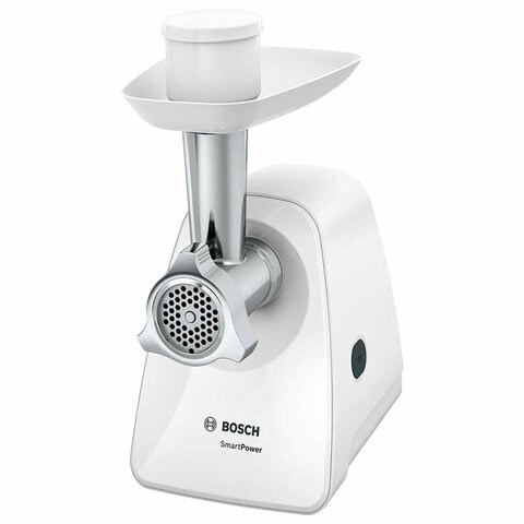 Мясорубка BOSCH MFW2500W, 1500 Вт, производительность 1,7 кг/мин, металлический шнек, пластик, белая 456933