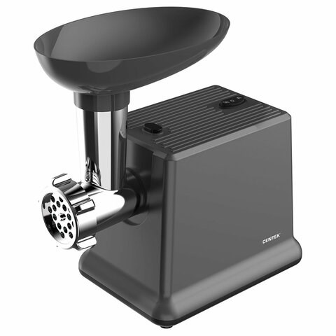 Мясорубка CENTEK CT-1624, 2000 Вт, производительность 2 кг/мин, 4 насадки, реверс, черный 457583