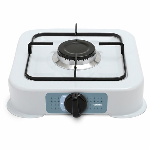 Настольная газовая плита CENTEK CT-1520, 1 конфорка, сменная форсунка (баллон/магистраль), белая 457586