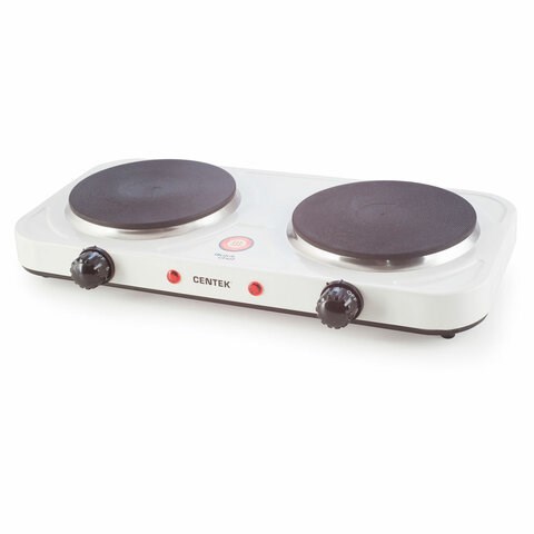 Настольная электрическая плита CENTEK CT-1507, 2000 Вт, 2 конфорки, 5 режимов нагрева, белая 457591