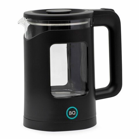 Чайник BQ (БИ-КЬЮ) KT2000G, 1,5 л, 1500 Вт, закрытый нагревательный элемент, стекло, черный, 86196739 457560