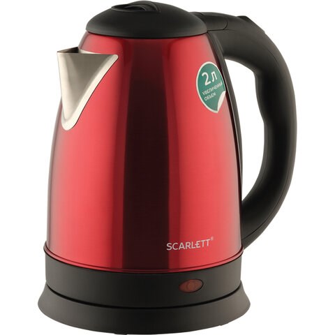 Чайник SCARLETT SC-EK21S76, 2 л, 1800 Вт, закрытый нагревательный элемент, сталь, красный 455448